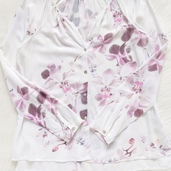 Sam & Lavi Floral Blossom Print Button Up Blouse Top M - Picture 6 of 11